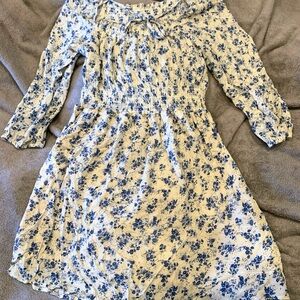 Floral Blue and White Spring Dress
